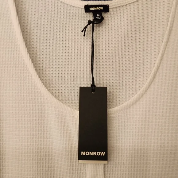 MONROW Baby Thermal Loose Henley Tank In White Size Medium - Picture 5 of 9
